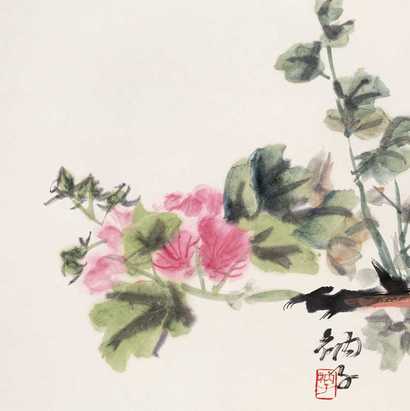 衲子 蜀葵 镜心